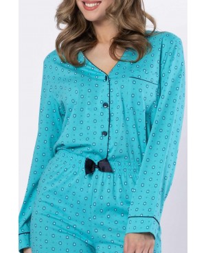 Piżama damska bawełniana rozpinana długi rękaw spodnie długie Alicja 1650