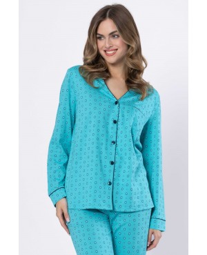 Piżama damska bawełniana rozpinana długi rękaw spodnie długie Alicja 1650