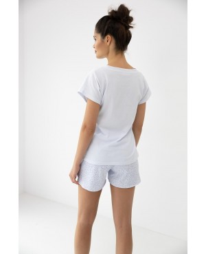 Piżama damska bawełniana krótki rękaw krótkie spodenki kwiatowe Sensis Karla