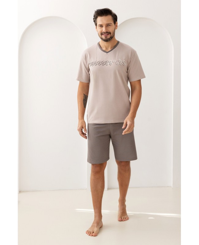 Piżama męska bawełniana krótki rękaw krótkie spodenki Regina 503