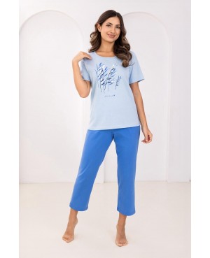Piżama damska bawełniana krótki rękaw spodnie...