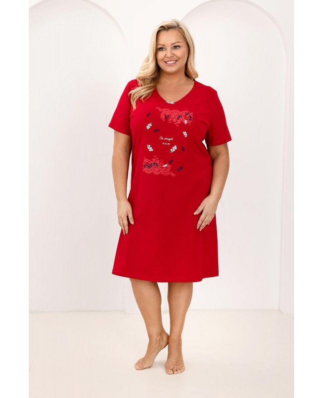 Koszula nocna damska bawełniana krótki rękaw do kolan nadruk Regina 178 XL-5XL
