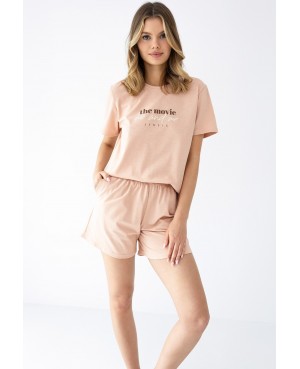 Piżama damska Sensis Anika krótki rękaw szorty z kieszeniami bawełna elastan