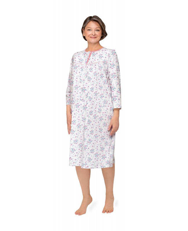 Koszula nocna damska Bogna 204 z rękawem 3/4 – komfort i elegancja dla seniorki