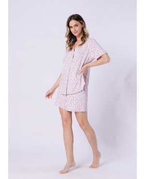 Piżama damska bawełniana rozpinana krótki rękaw krótkie spodenki Samanta 1709