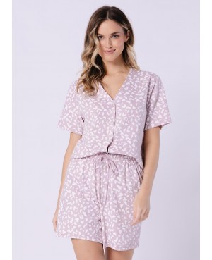 Piżama damska bawełniana rozpinana krótki rękaw krótkie spodenki Samanta 1709