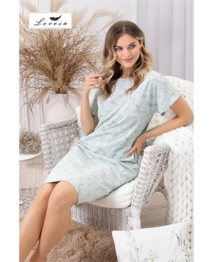 Koszula nocna damska bawełniana krótki rękaw falbanka wzór Elif 1728