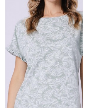 Koszula nocna damska bawełniana krótki rękaw falbanka wzór Elif 1728