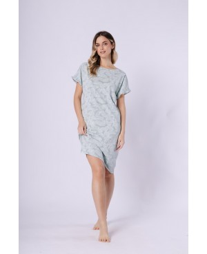 Koszula nocna damska bawełniana krótki rękaw falbanka wzór Elif 1728