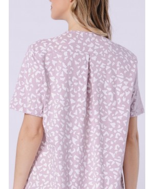Koszula nocna damska bawełniana rozpinana krótki rękaw wzór Sisi 1710