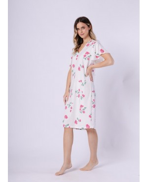 Koszula nocna damska bawełniana krótki rękaw motylek dekolt V Venus 1726