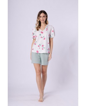 Piżama damska bawełniana krótki rękaw motylek...