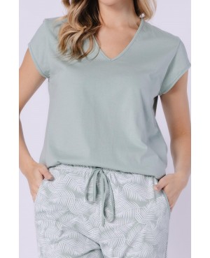 Piżama damska bawełniana krótki rękaw spodnie 3/4 dekolt V Eleonora 1727