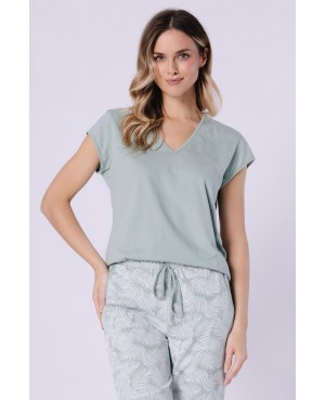 Piżama damska bawełniana krótki rękaw spodnie 3/4 dekolt V Eleonora 1727