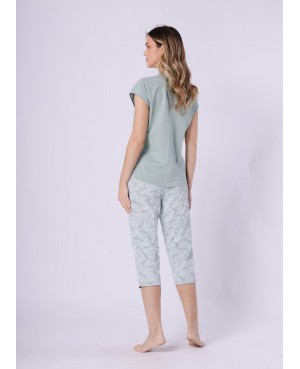 Piżama damska bawełniana krótki rękaw spodnie 3/4 dekolt V Eleonora 1727