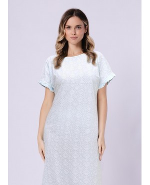 Koszula nocna damska bawełniana krótki rękaw falbanka wzór Clea 1730