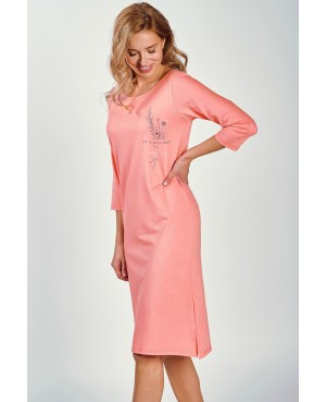 Koszula nocna damska bawełniana rękaw 3/4 do kolana kwiatowy print Taro Ashley 3242