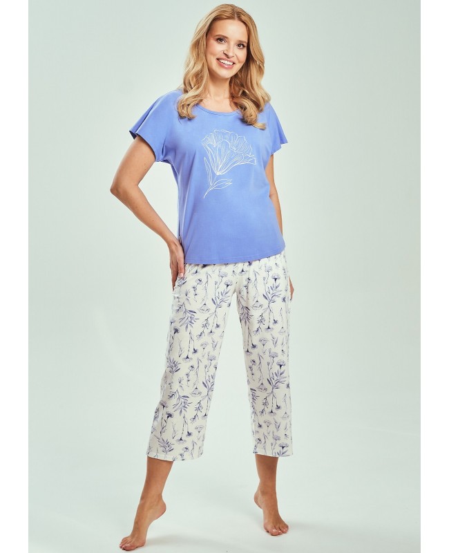 Piżama damska bawełniana krótki rękaw spodnie rybaczki Taro Elora 3533