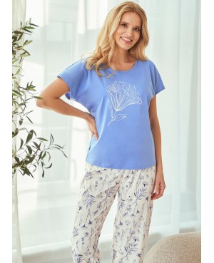 Piżama damska bawełniana krótki rękaw spodnie rybaczki Taro Elora 3533