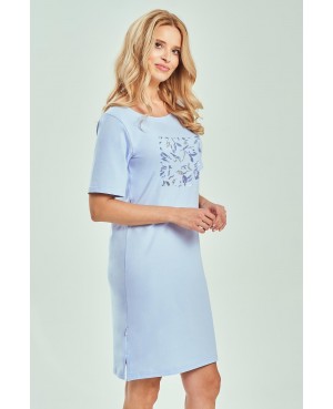 Koszula nocna damska bawełniana krótki rękaw do kolan nadruk Taro Valentina 3554