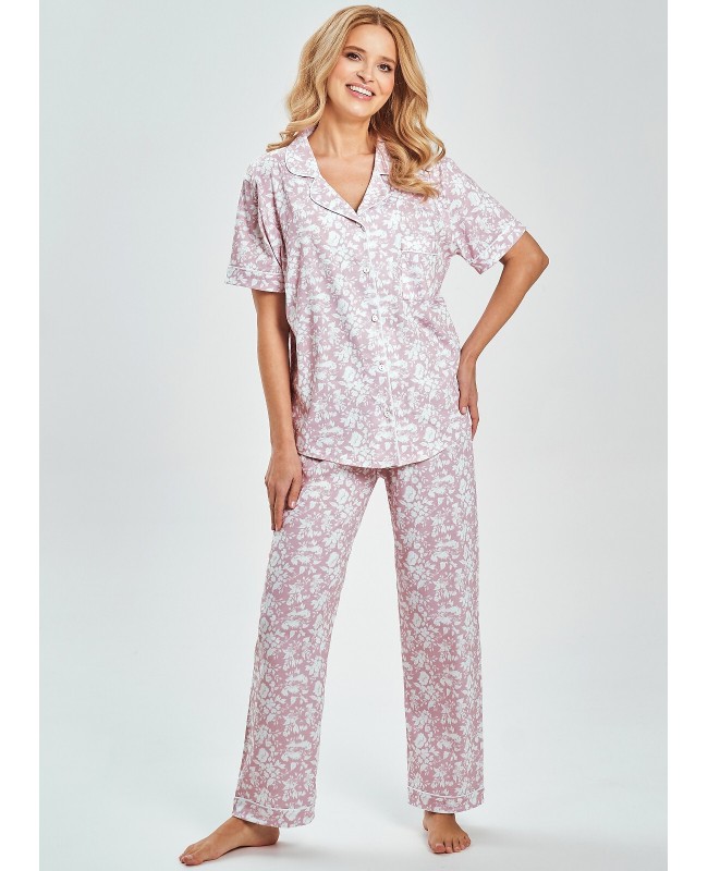 Piżama damska bawełniana rozpinana krótki rękaw spodnie długie Taro Lora 3544