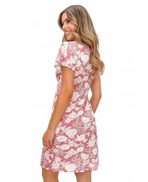 Koszula nocna damska wiskozowa kwiaty dekolt V koronka Tina