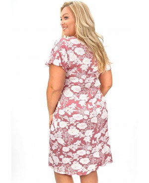 Koszula nocna damska wiskozowa kwiaty dekolt V koronka Tina Plus