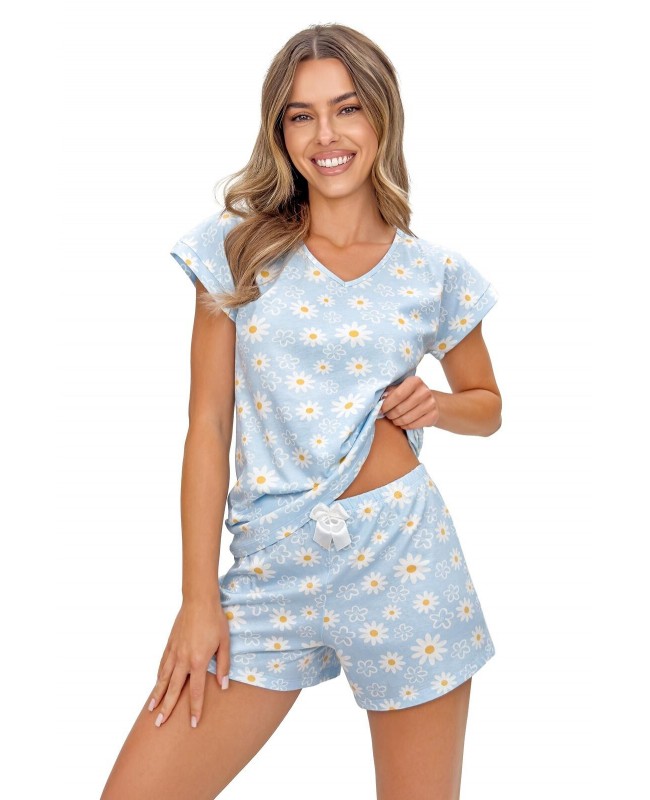 Piżama damska bawełniana krótki rękaw szorty kwiatki Margaret Short