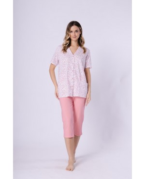 Piżama damska Odetta 1722 bawełna 100% krótki rękaw spodnie 3/4