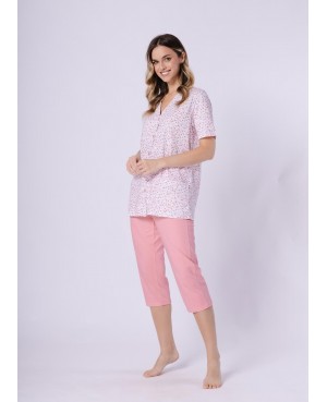 Piżama damska Odetta 1722 bawełna 100% krótki rękaw spodnie 3/4
