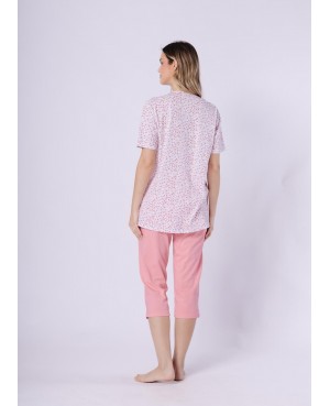 Piżama damska Odetta 1722 bawełna 100% krótki rękaw spodnie 3/4
