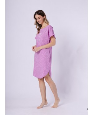 Koszula nocna damska Rena 1716 bawełna elastan krótki rękaw nadruk napis