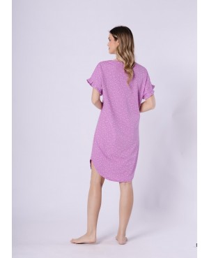 Koszula nocna damska Rena 1716 bawełna elastan krótki rękaw nadruk napis