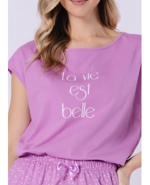 Piżama damska Rafaella 1715 bawełna 100% krótki rękaw falbanka letnia