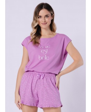 Piżama damska Rafaella 1715 bawełna 100% krótki rękaw falbanka letnia