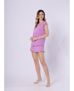 Piżama damska Rafaella 1715 bawełna 100% krótki rękaw falbanka letnia