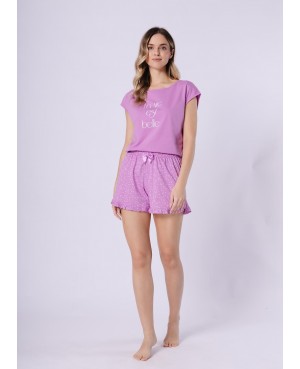 Piżama damska Rafaella 1715 bawełna 100% krótki rękaw falbanka letnia