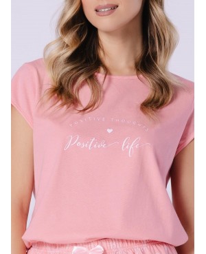 Piżama damska Marlena 1713 bawełna 100% krótki rękaw falbanka letnia