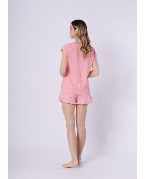 Piżama damska Marlena 1713 bawełna 100% krótki rękaw falbanka letnia