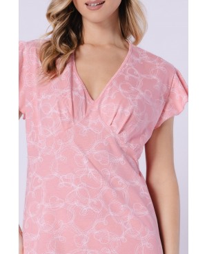 Koszula nocna damska Marietta 1714 bawełna 100% krótki rękaw dekolt V