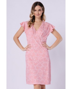 Koszula nocna damska Marietta 1714 bawełna 100% krótki rękaw dekolt V