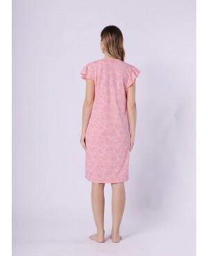 Koszula nocna damska Marietta 1714 bawełna 100% krótki rękaw dekolt V