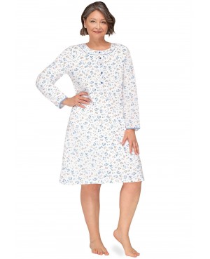 Koszula nocna damska rozpinana Basia 100% bawełna – długi rękaw – polski producent – idealna do szpitala i sanatorium