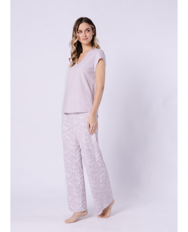 Piżama damska bawełniana Żora 1705 krótki rękaw spodnie długie wzór