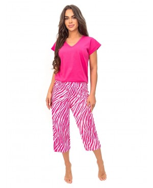 Piżama damska Donna Zebra dekolt V spodnie 3/4...