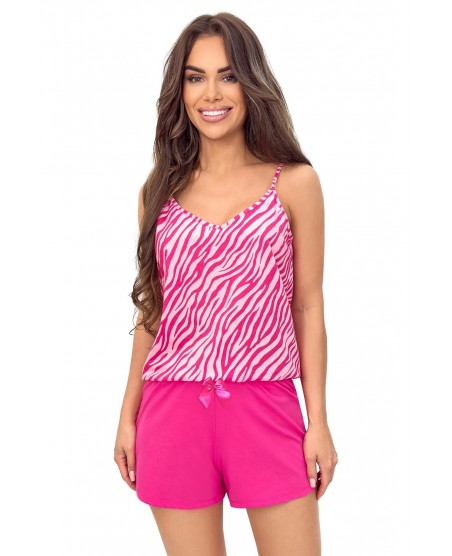 Piżama damska Donna Zebra Top bawełniana ramiączka zwierzęcy print spodenki