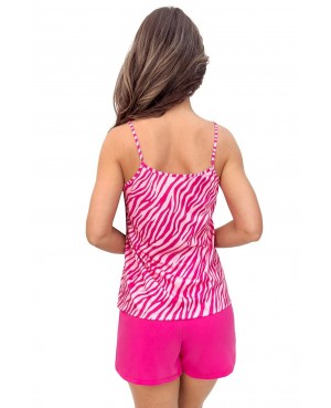Piżama damska Donna Zebra Top bawełniana ramiączka zwierzęcy print spodenki