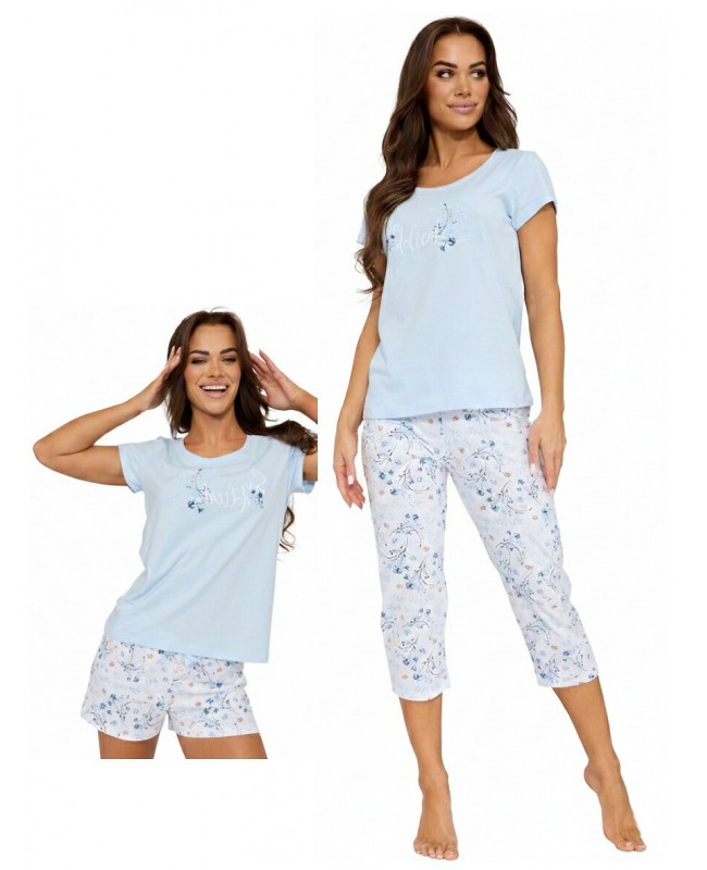 Piżama damska Cornette Delicate 466/344 bawełna 3-częściowa krótki rękaw