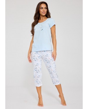 Piżama damska Cornette Delicate 466/344 bawełna 3-częściowa krótki rękaw