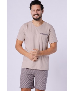 Piżama męska bawełniana Mikołaj 1757 krótki rękaw szorty wzór komfort